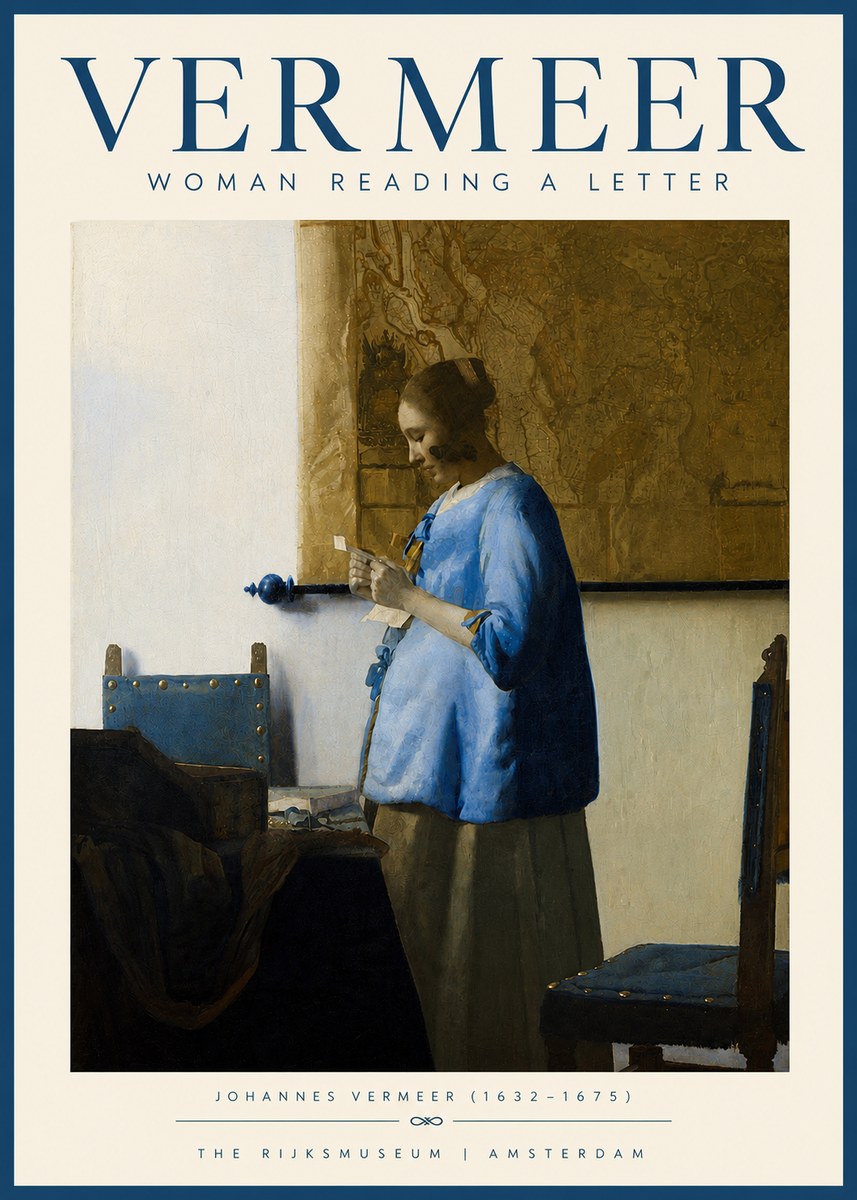 Vermeer Woman Reading a Letter No3 - Plakat