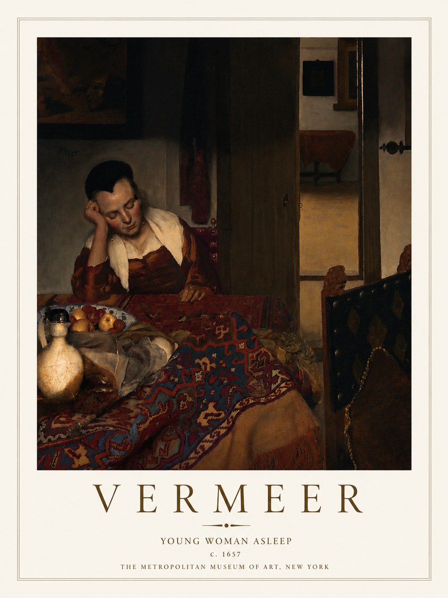 Vermeer Young Woman Asleep No4 - Plakat