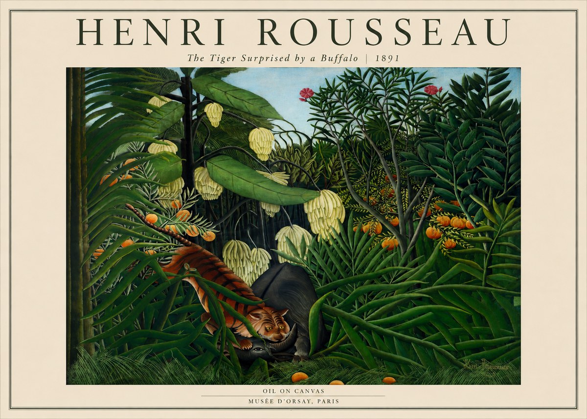 Rousseau The Tiger Surprised by a Buffalo No2 - Plakat