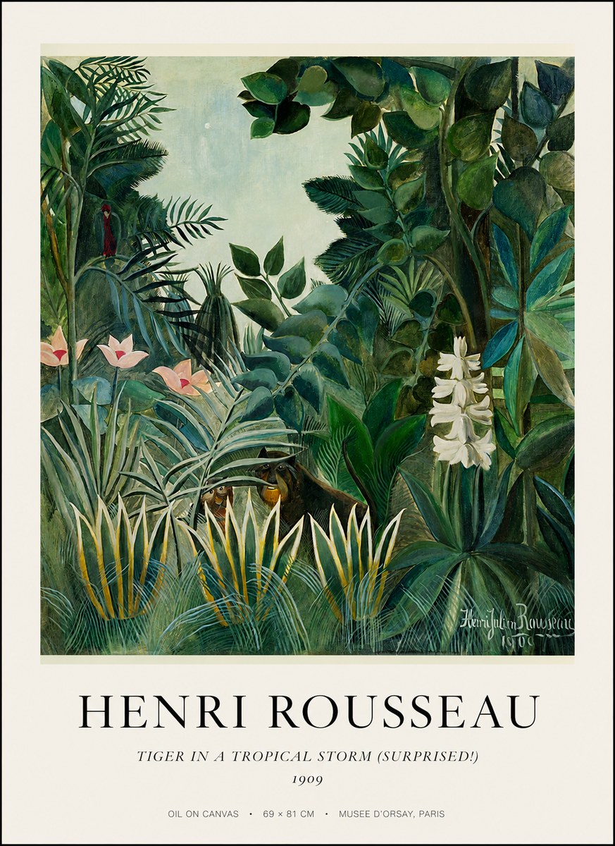 Rousseau Tiger in a Tropical Storm (Surprised!) No1 - Plakat