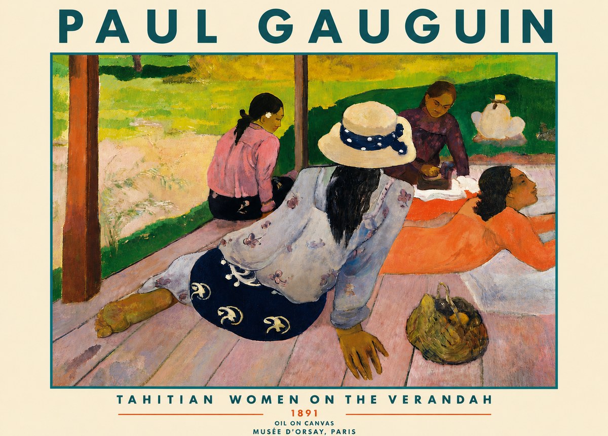 Paul Gauguin Tahitian Women on the Verandah No4 - Plakat