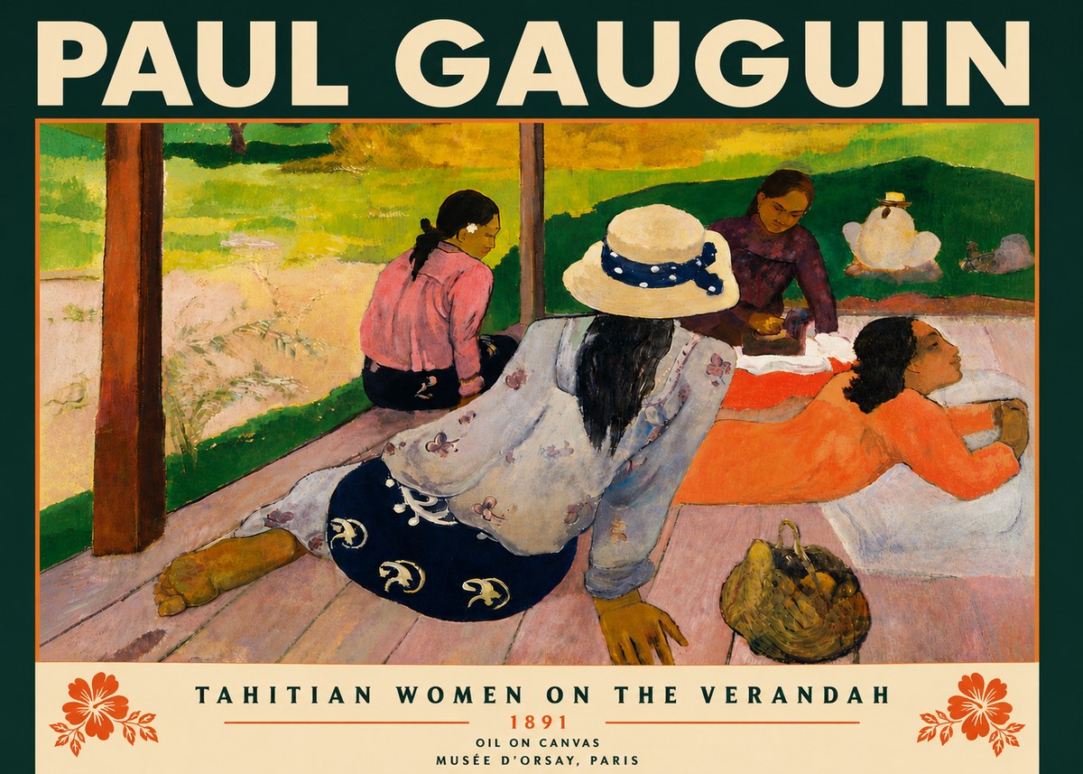 Paul Gauguin Tahitian Women on the Verandah No6 - Plakat