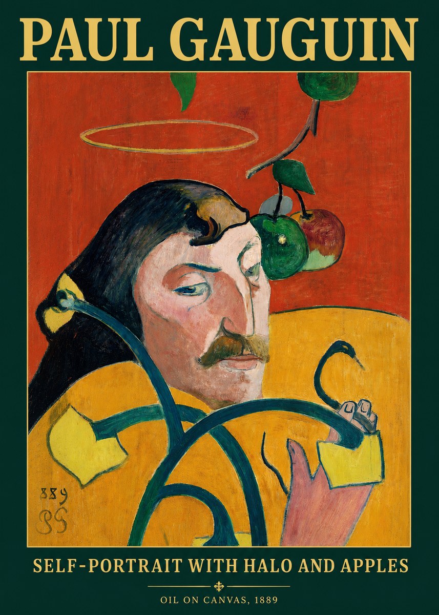Paul Gauguin Self-portrait with Halo and Apples No3 - Plakat