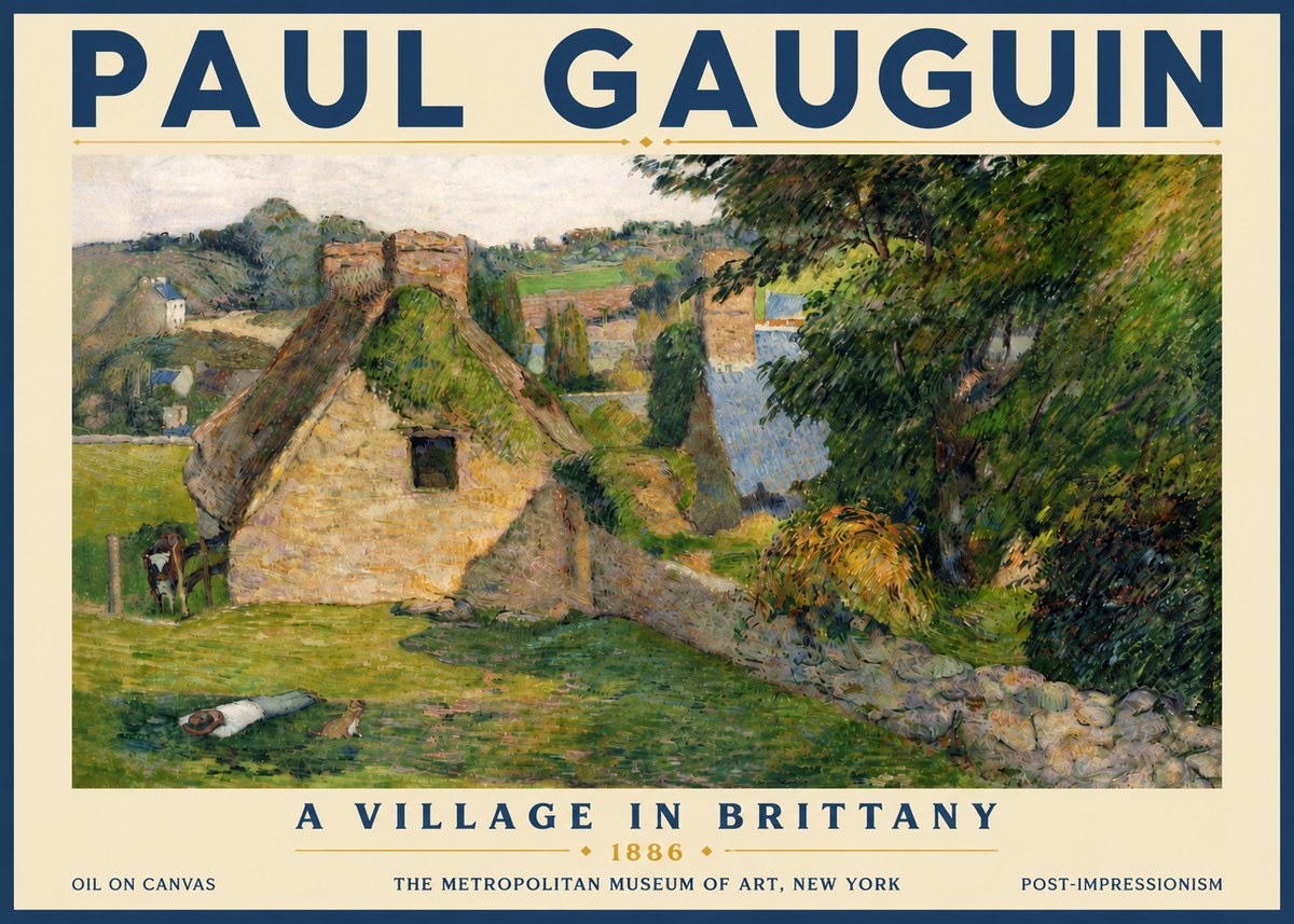 Paul Gauguin A Village in Brittany No5 - Plakat