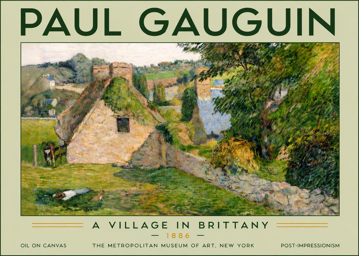 Paul Gauguin A Village in Brittany No6 - Plakat