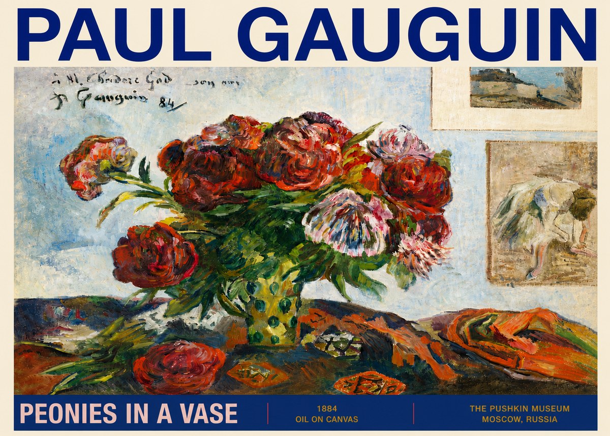 Paul Gauguin Peonies in a Vase No4 - Plakat