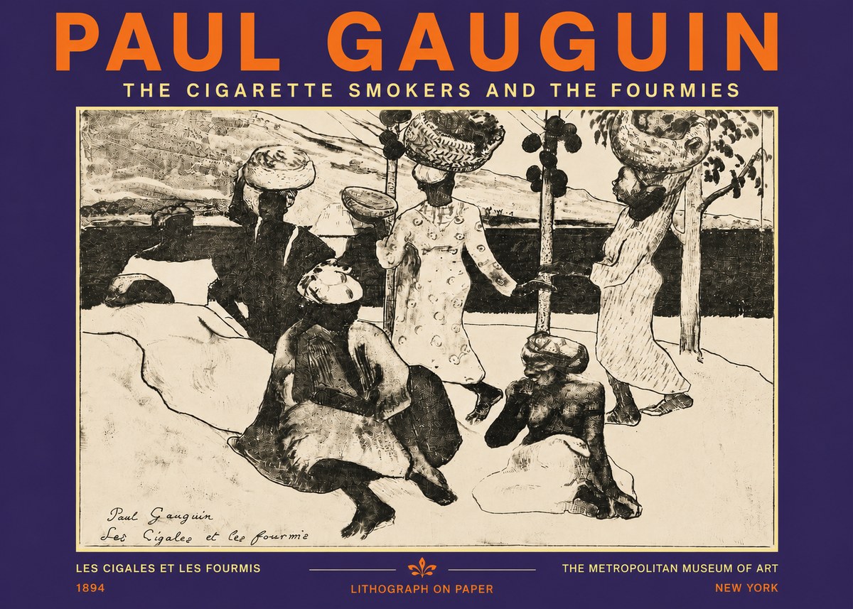 Paul Gauguin The Cigarette Smokers and the Fourmies No5 - Plakat
