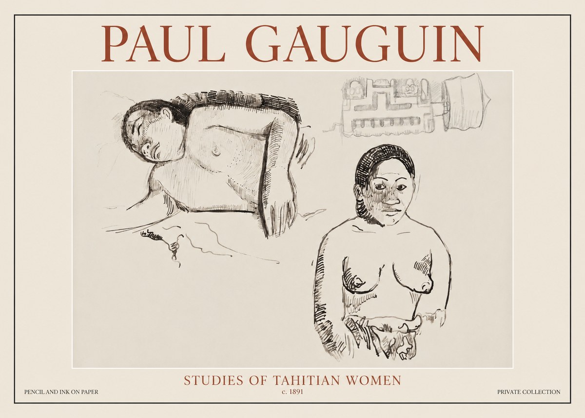 Paul Gauguin Studies of Tahitian Women No6 - Plakat