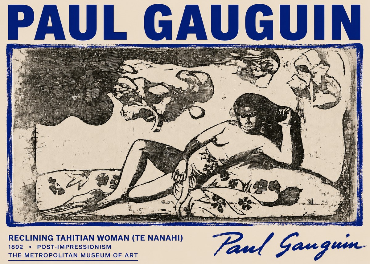 Paul Gauguin Reclining Tahitian Woman (Te Nanahi) No6 - Plakat