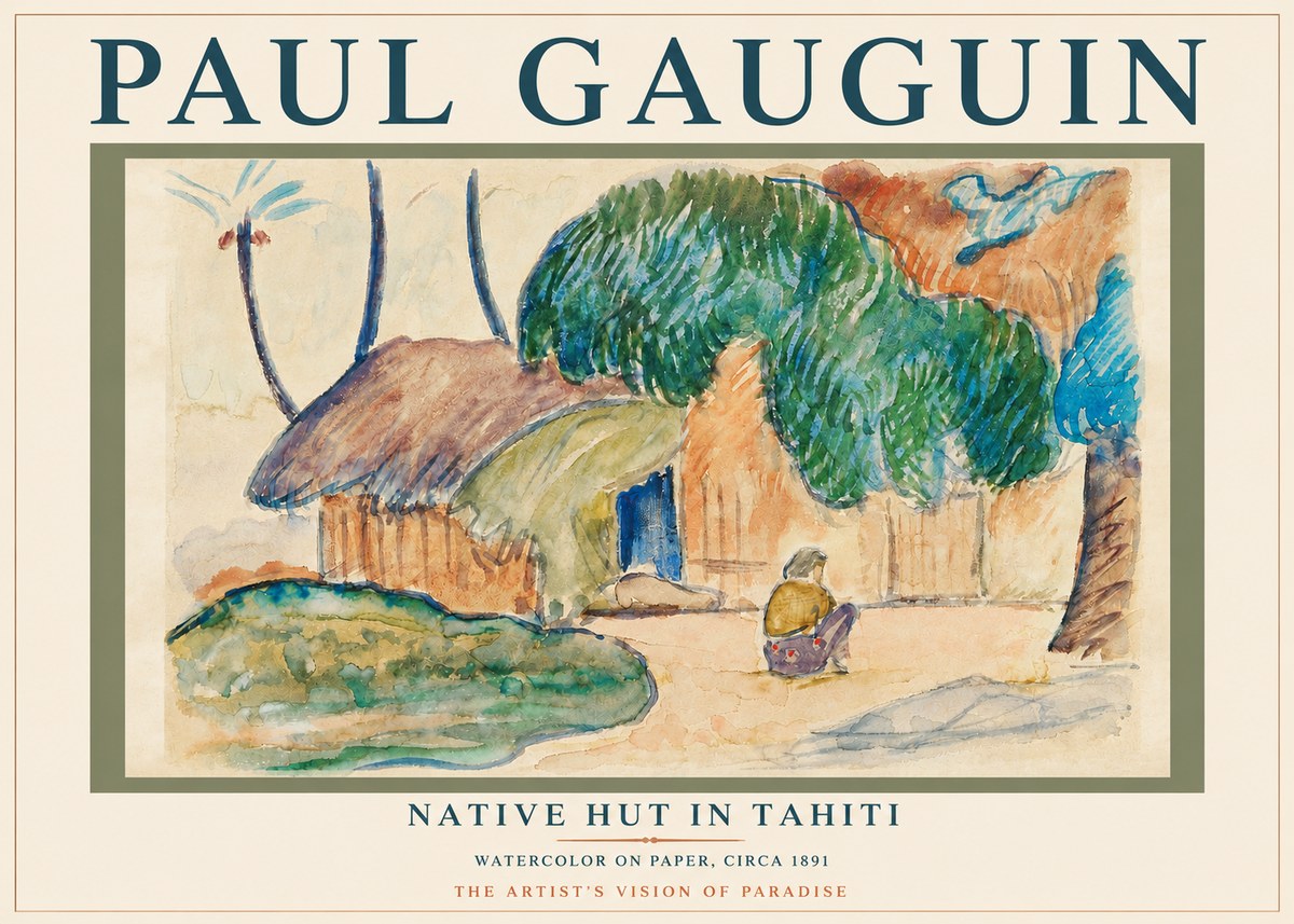 Paul Gauguin Native Hut in Tahiti No3 - Plakat