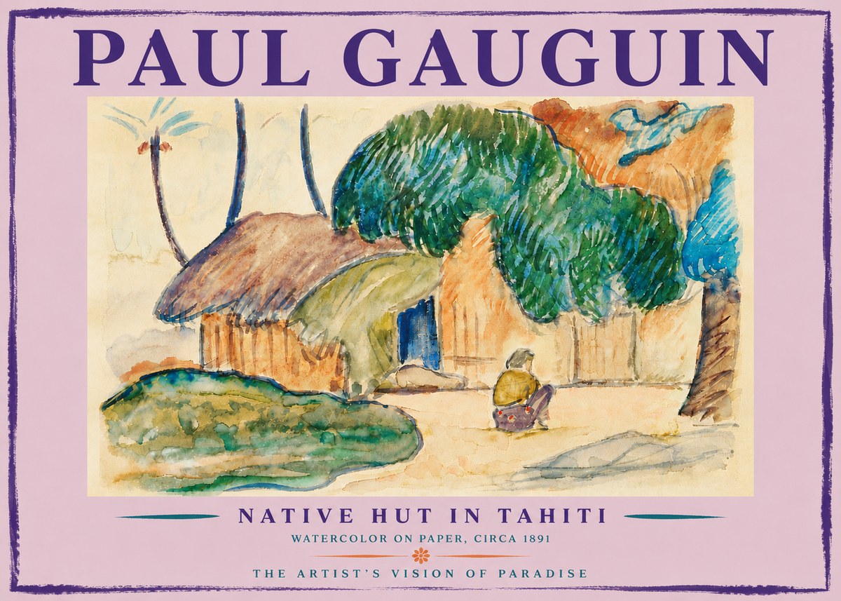 Paul Gauguin Native Hut in Tahiti No5 - Plakat