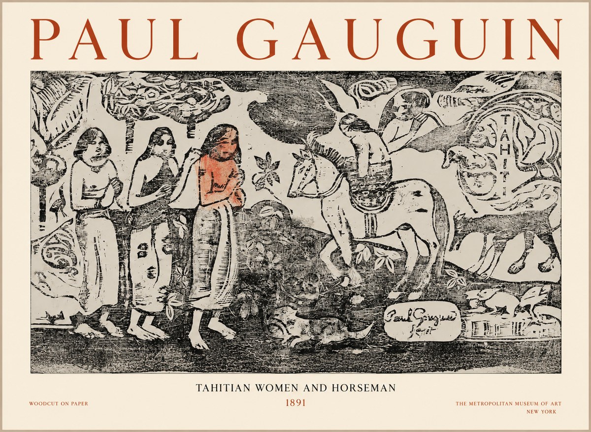 Paul Gauguin Tahitian Women and Horseman No1 - Plakat