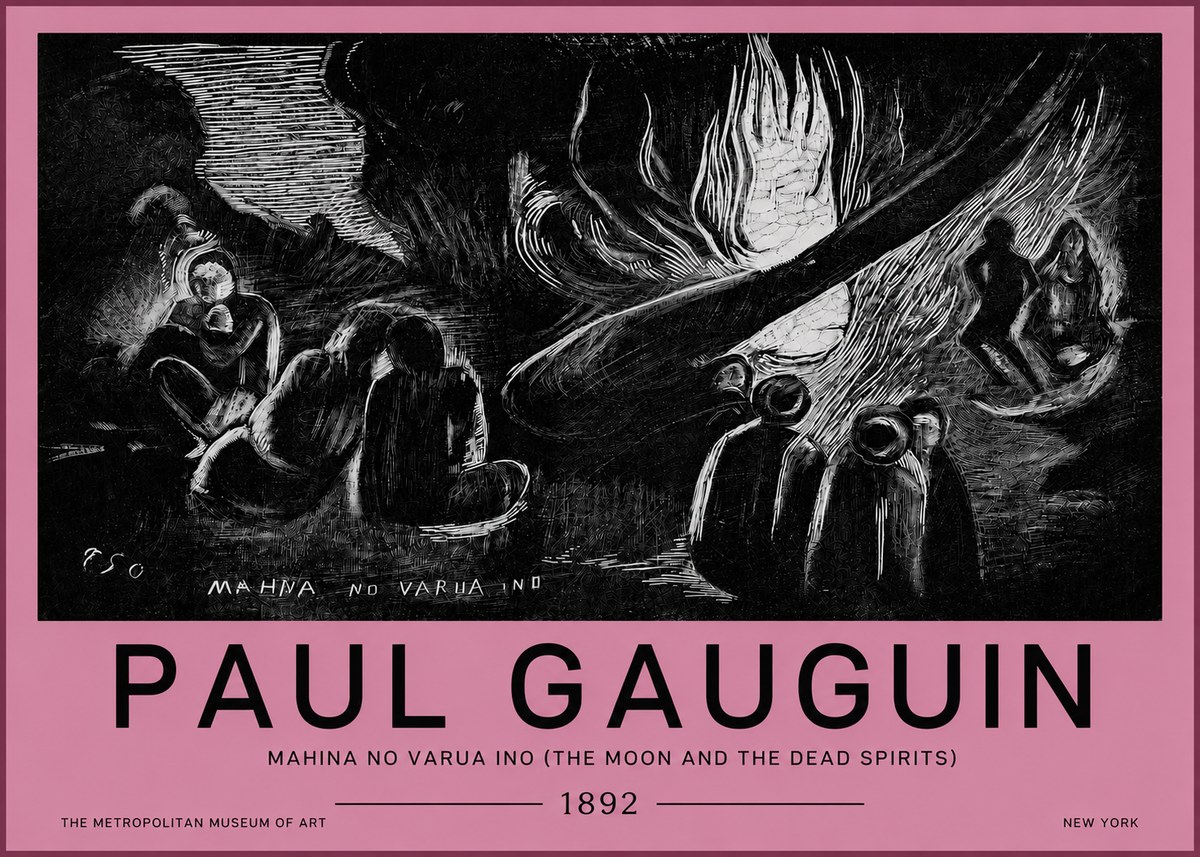 Paul Gauguin Mahina No Varua Ino (the Moon and the Dead Spirits) No4 - Plakat