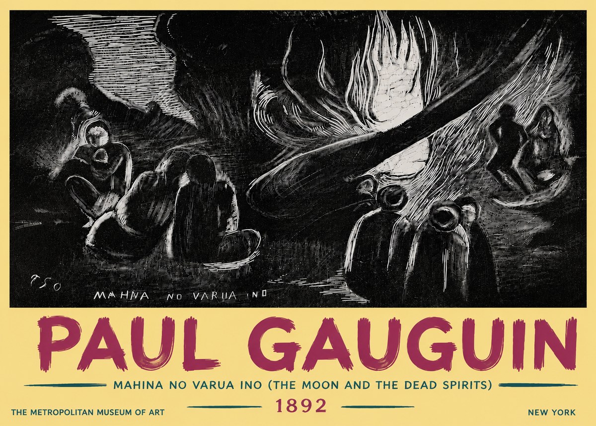 Paul Gauguin Mahina No Varua Ino (the Moon and the Dead Spirits) No6 - Plakat