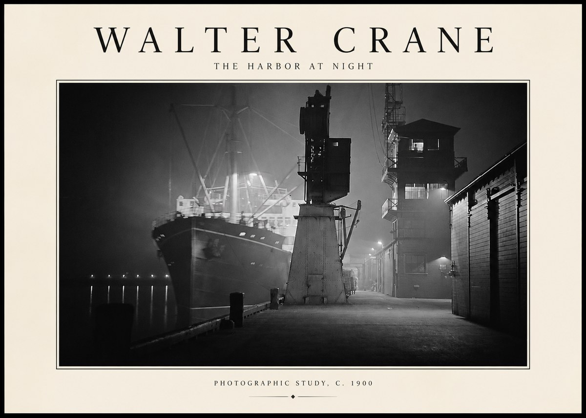 Walter Crane The Harbor at Night No2 - Plakat