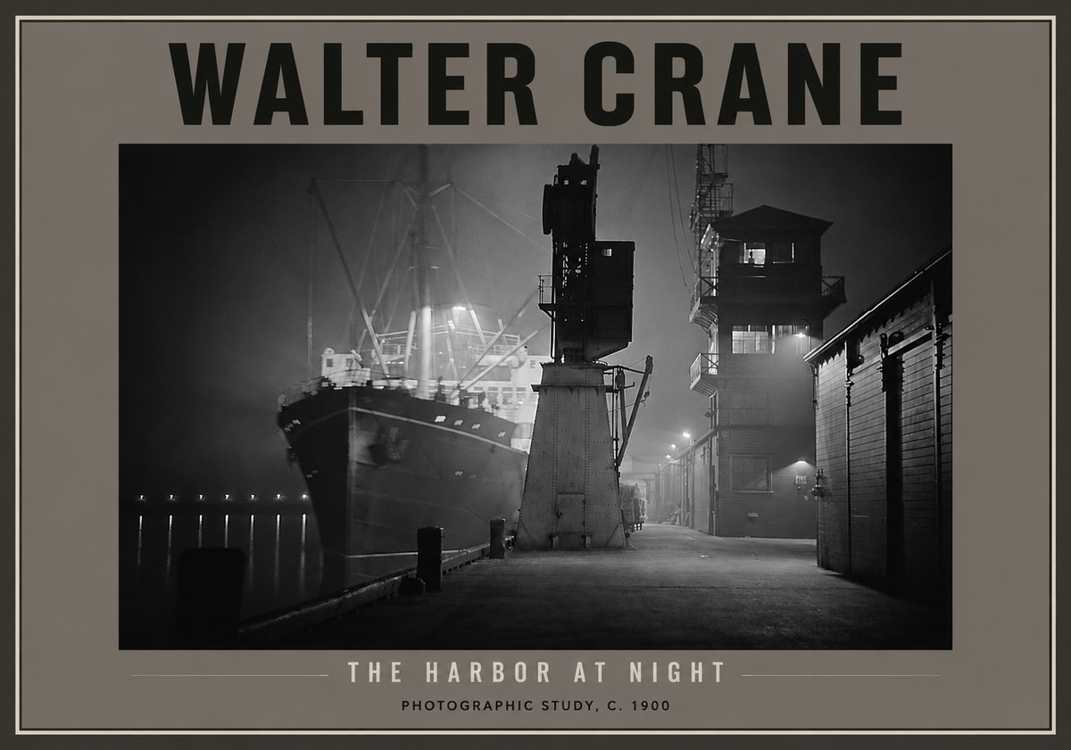Walter Crane The Harbor at Night No4 - Plakat