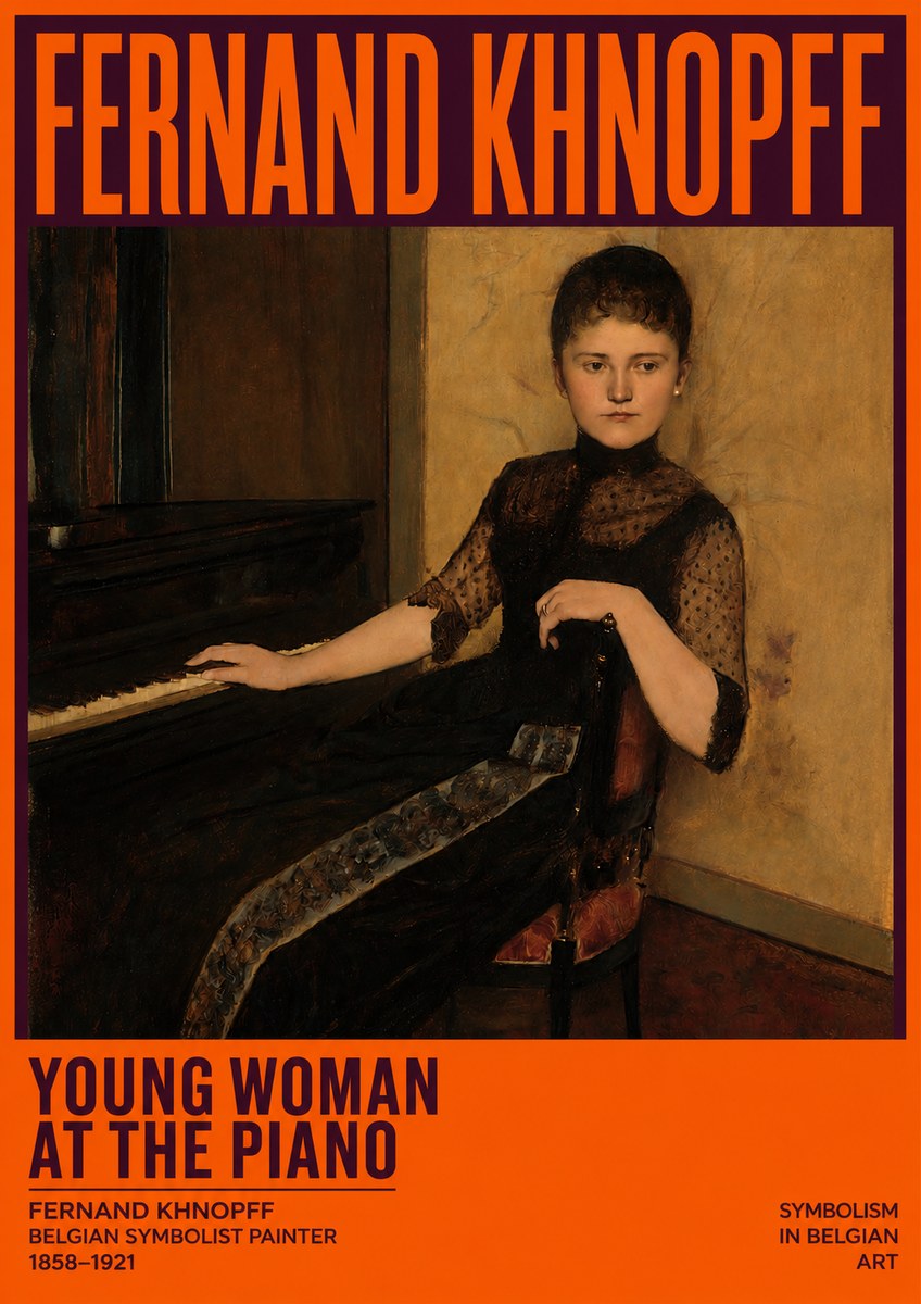 Fernand Khnopff The Piano, 1889 No5 - Plakat