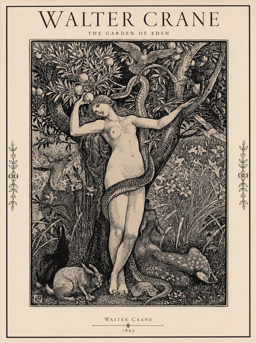 Walter Crane The Garden of Eden No1 - Plakat