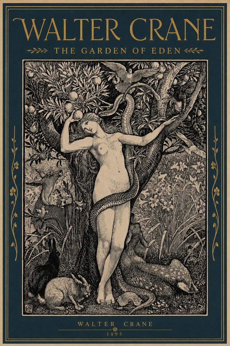 Walter Crane The Garden of Eden No4 - Plakat