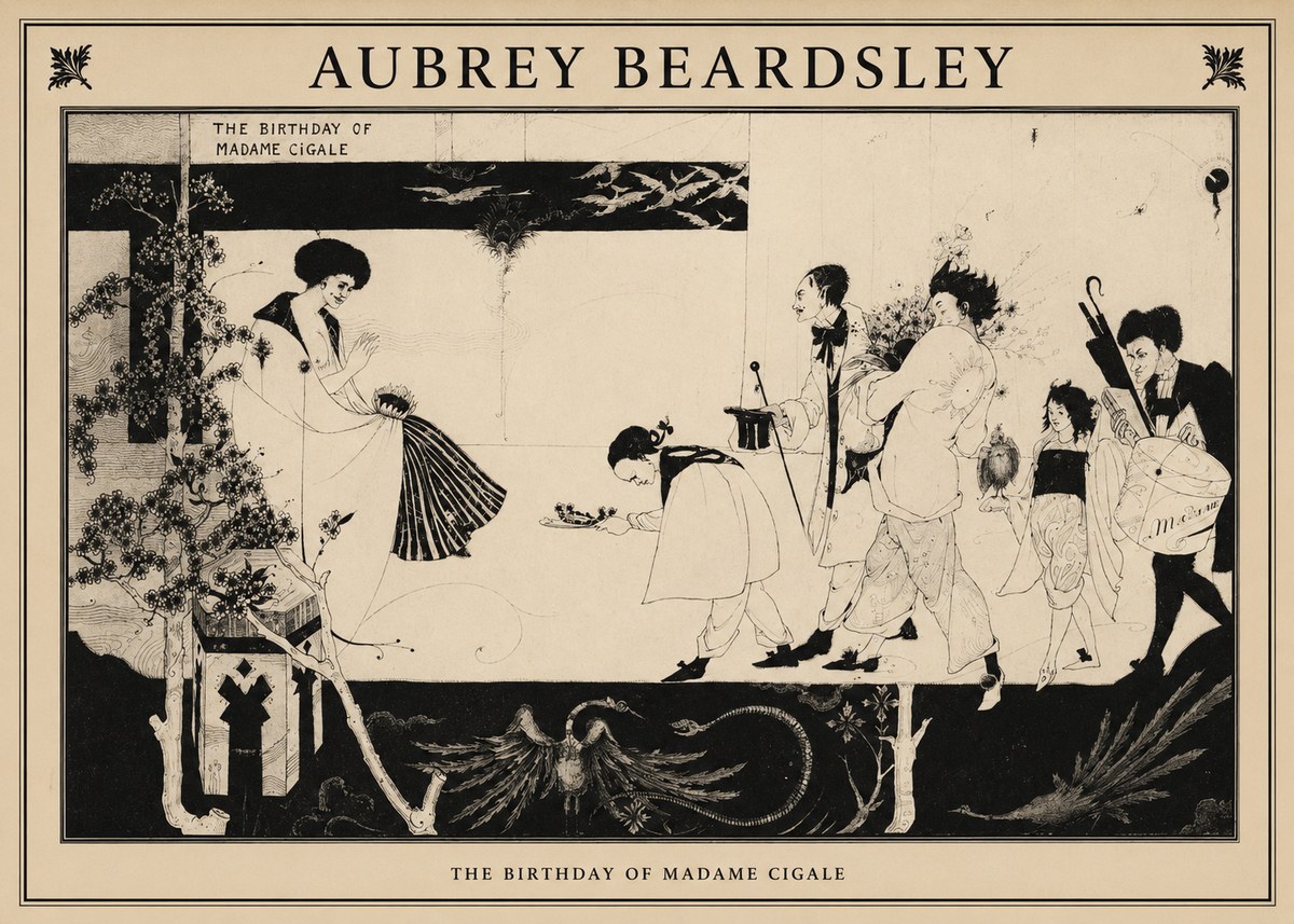 Aubrey Beardsley The Birthday of Madame Cigale No1 - Plakat