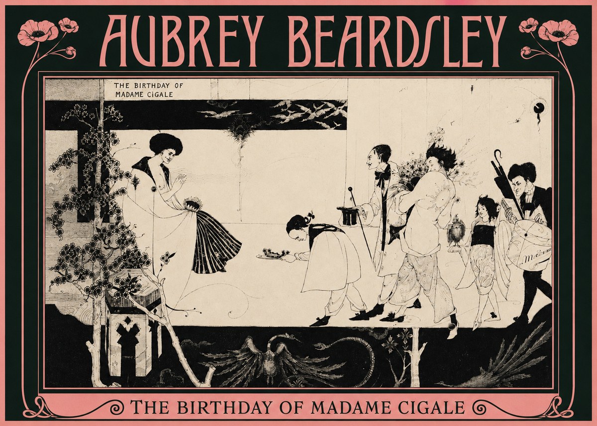 Aubrey Beardsley The Birthday of Madame Cigale No2 - Plakat