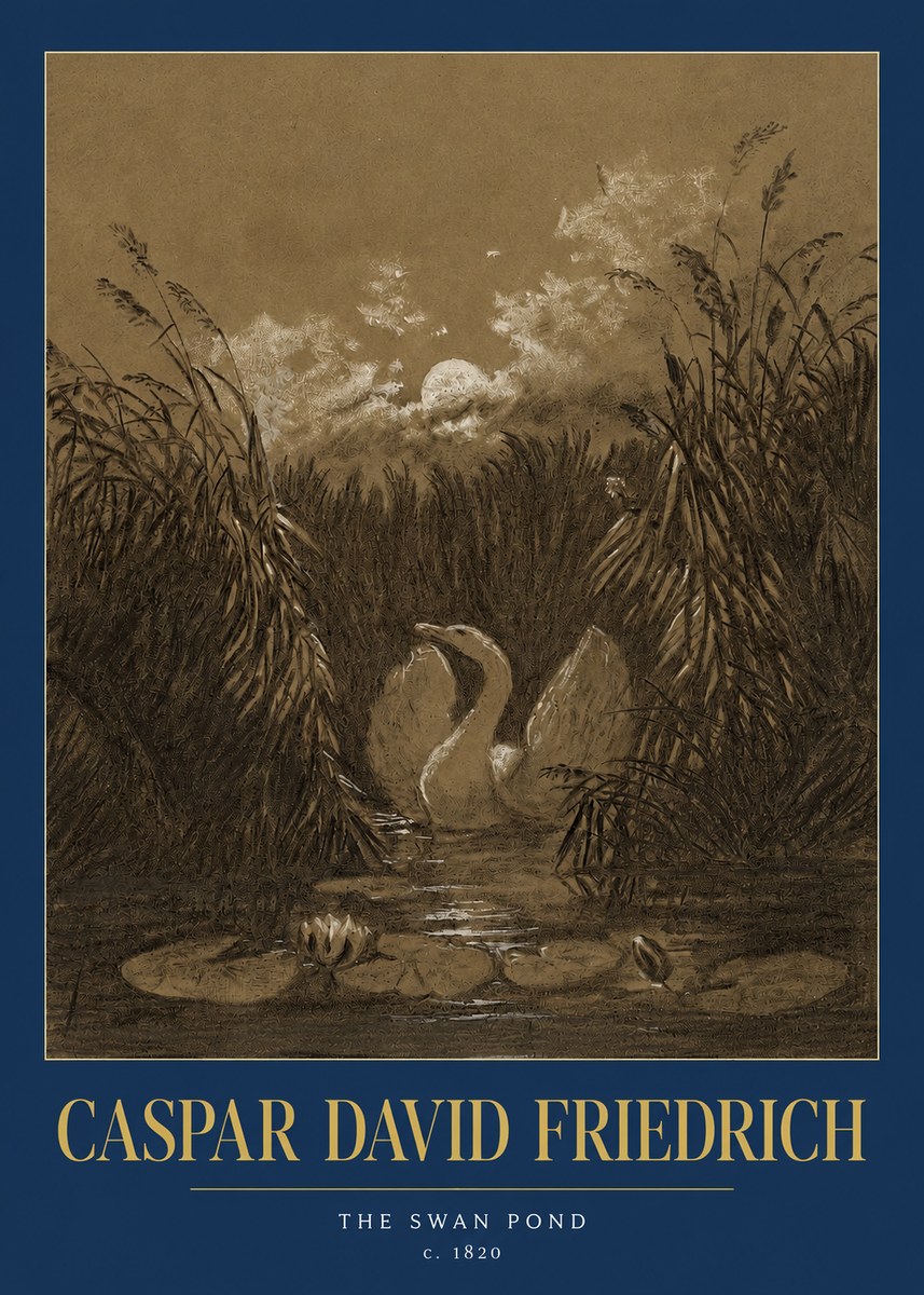 Caspar David Friedrich The Swan Pond No2 - Plakat