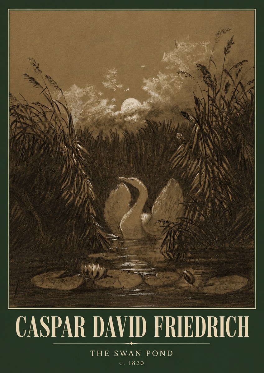 Caspar David Friedrich The Swan Pond No5 - Plakat