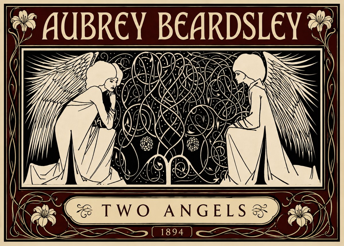 Aubrey Beardsley Two Angels No5 - Plakat