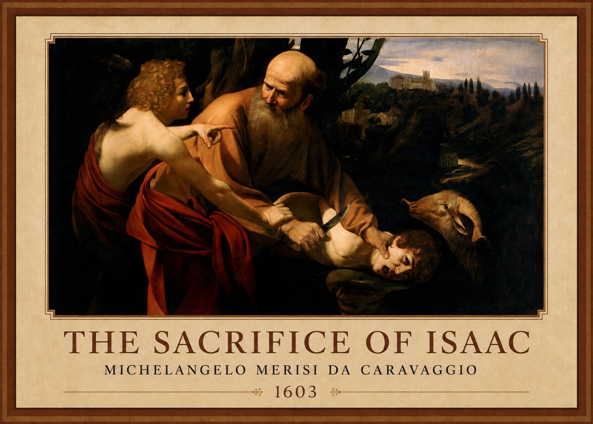 Michelangelo Merisi da Caravaggio The Sacrifice of Isaac I No1 - Plakat