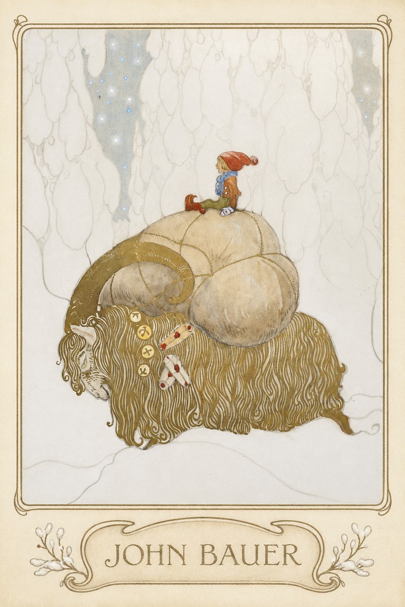 John Bauer The Boy and the Musk Ox No3 - Plakat
