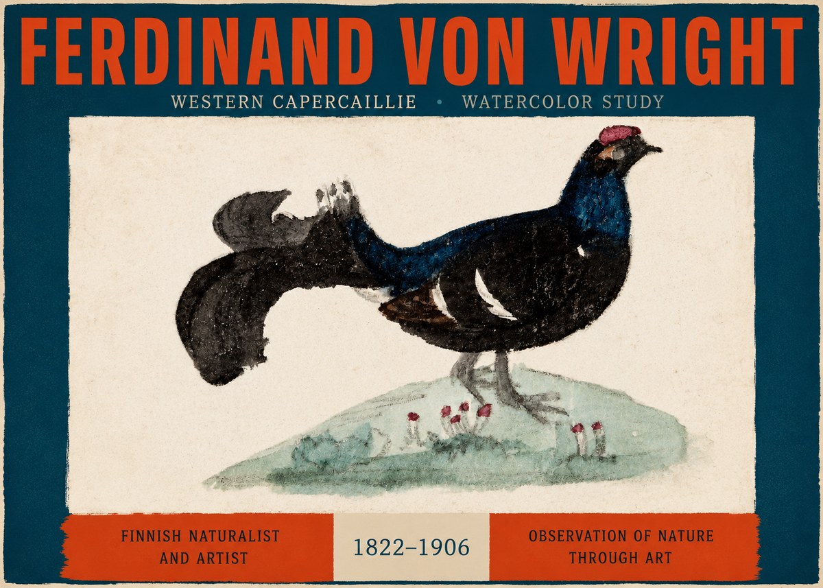 Ferdinand von Wright Western Capercaillie - Watercolor Study No2 - Plakat