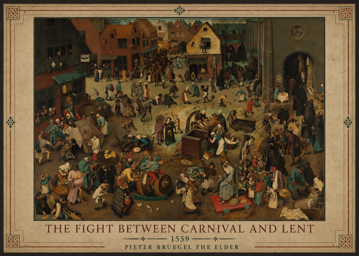 Pieter Bruegel The Fight Between Carnival and Lent II No6 - Plakat