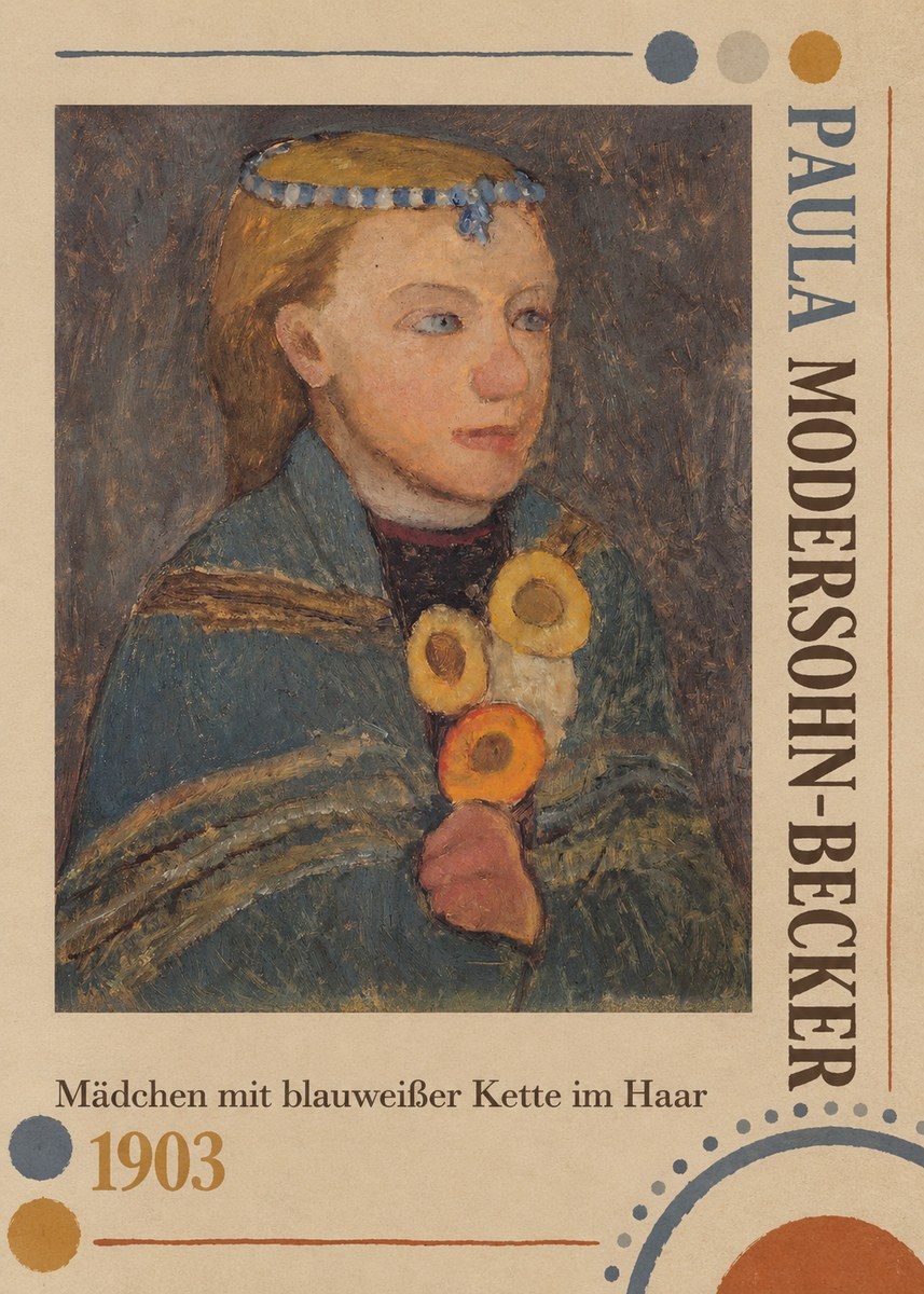 Paula Modersohn-Becker Mädchen Mit Blauweißer Kette Im Haar No4 - Plakat