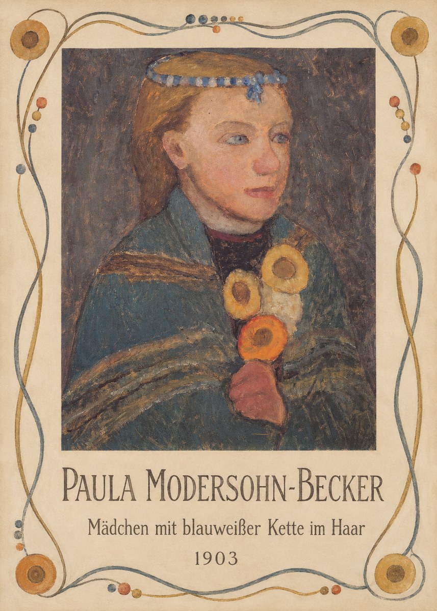 Paula Modersohn-Becker Mädchen Mit Blauweißer Kette Im Haar No5 - Plakat