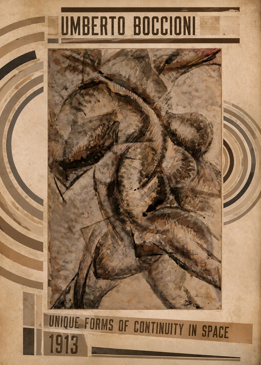 Umberto Boccioni Unique Forms of Continuity in Space No5 - Plakat