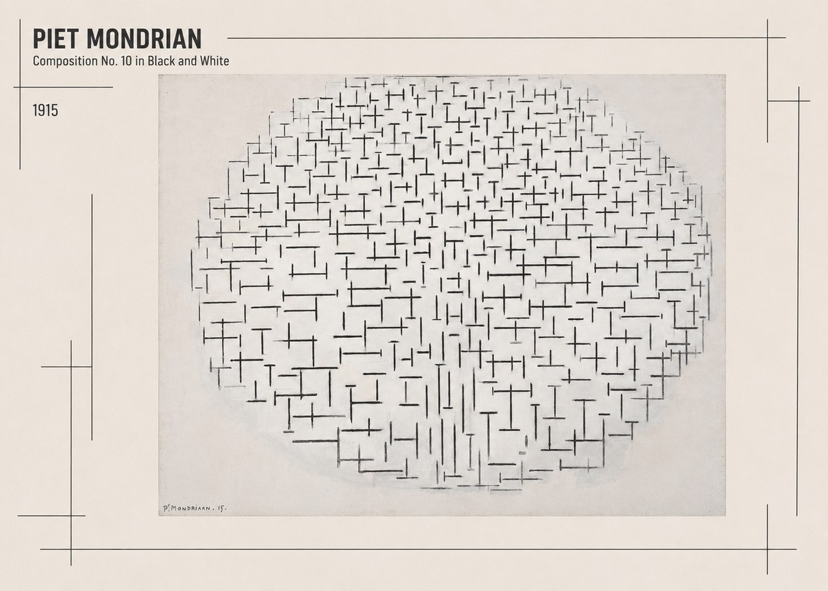 Piet Mondrian Composition 10 in Black and White No2 - Plakat