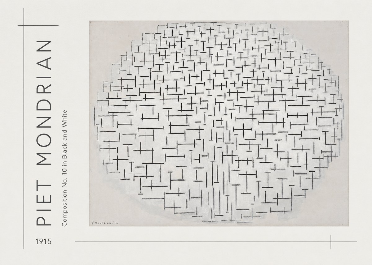 Piet Mondrian Composition 10 in Black and White No3 - Plakat