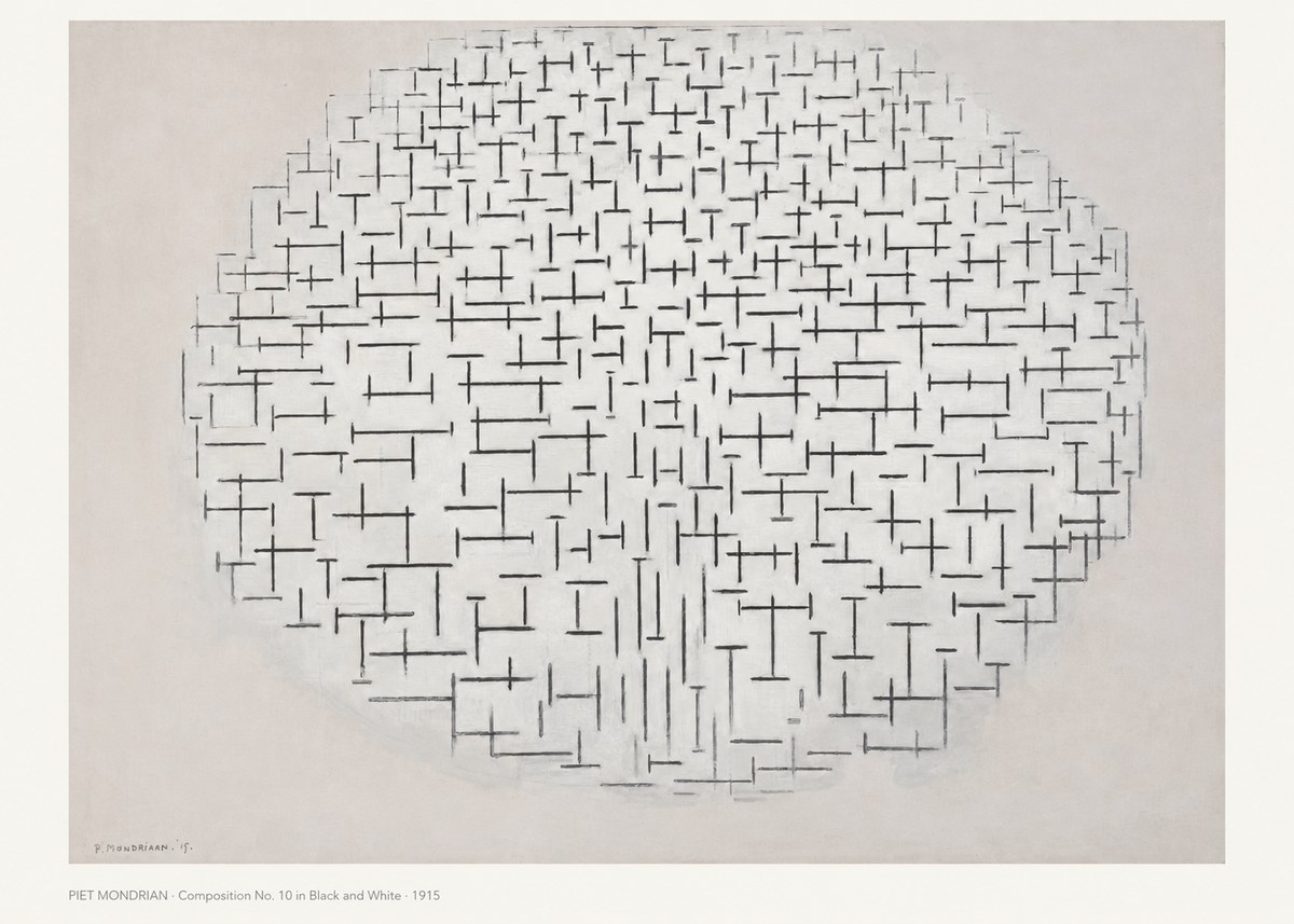 Piet Mondrian Composition 10 in Black and White No6 - Plakat
