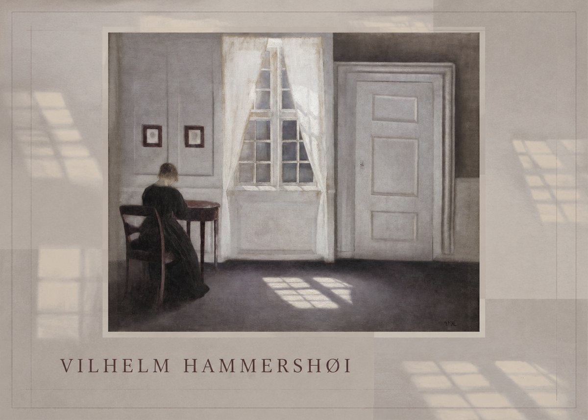 Vilhelm Hammershøi Interior with a Woman at a Table No3 - Plakat
