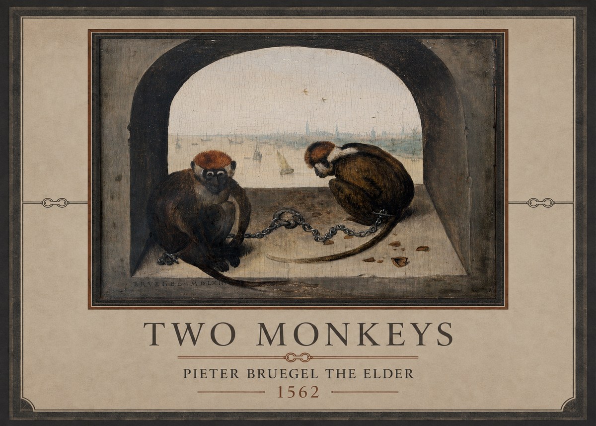Pieter Bruegel Two Monkeys II No1 - Plakat