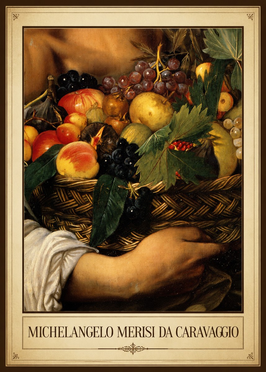 Michelangelo Merisi da Caravaggio Basket of Fruit No1 - Plakat