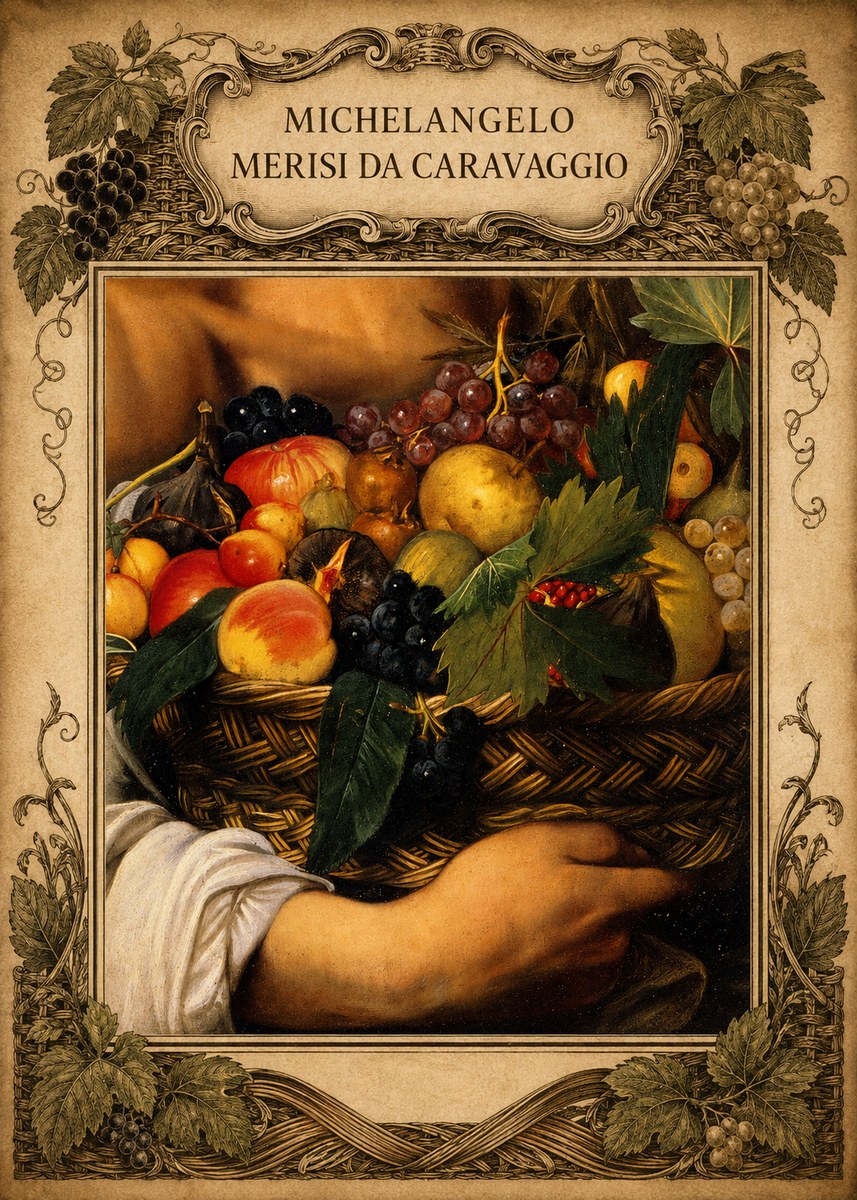 Michelangelo Merisi da Caravaggio Basket of Fruit No4 - Plakat