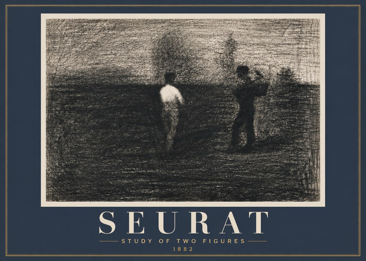 Seurat Study of Two Figures No6 - Plakat