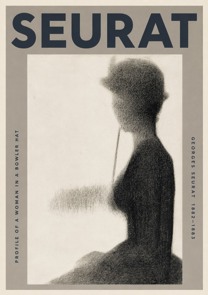 Seurat Profile of a Woman in a Bowler Hat No3 - Plakat
