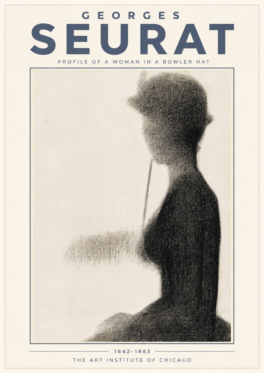 Seurat Profile of a Woman in a Bowler Hat No4 - Plakat
