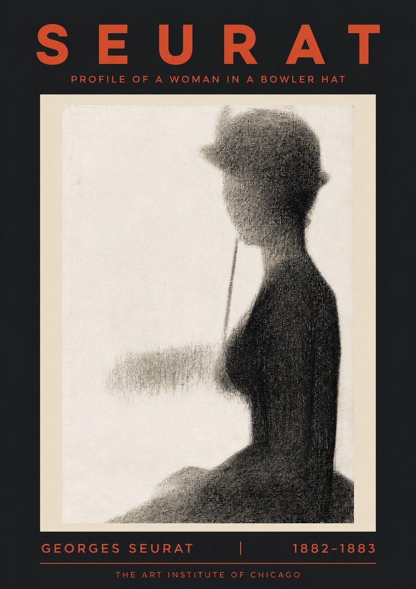 Seurat Profile of a Woman in a Bowler Hat No5 - Plakat