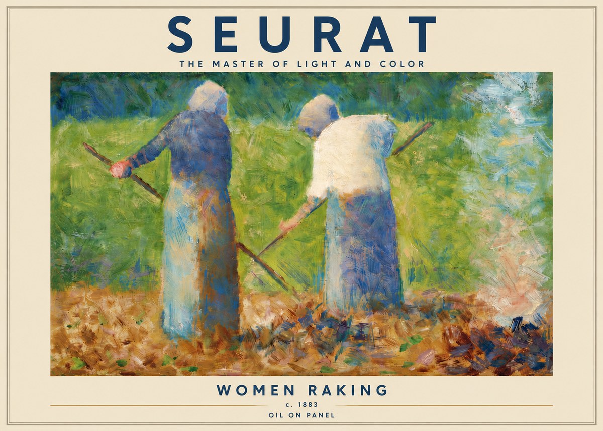 Seurat Women Raking No5 - Plakat