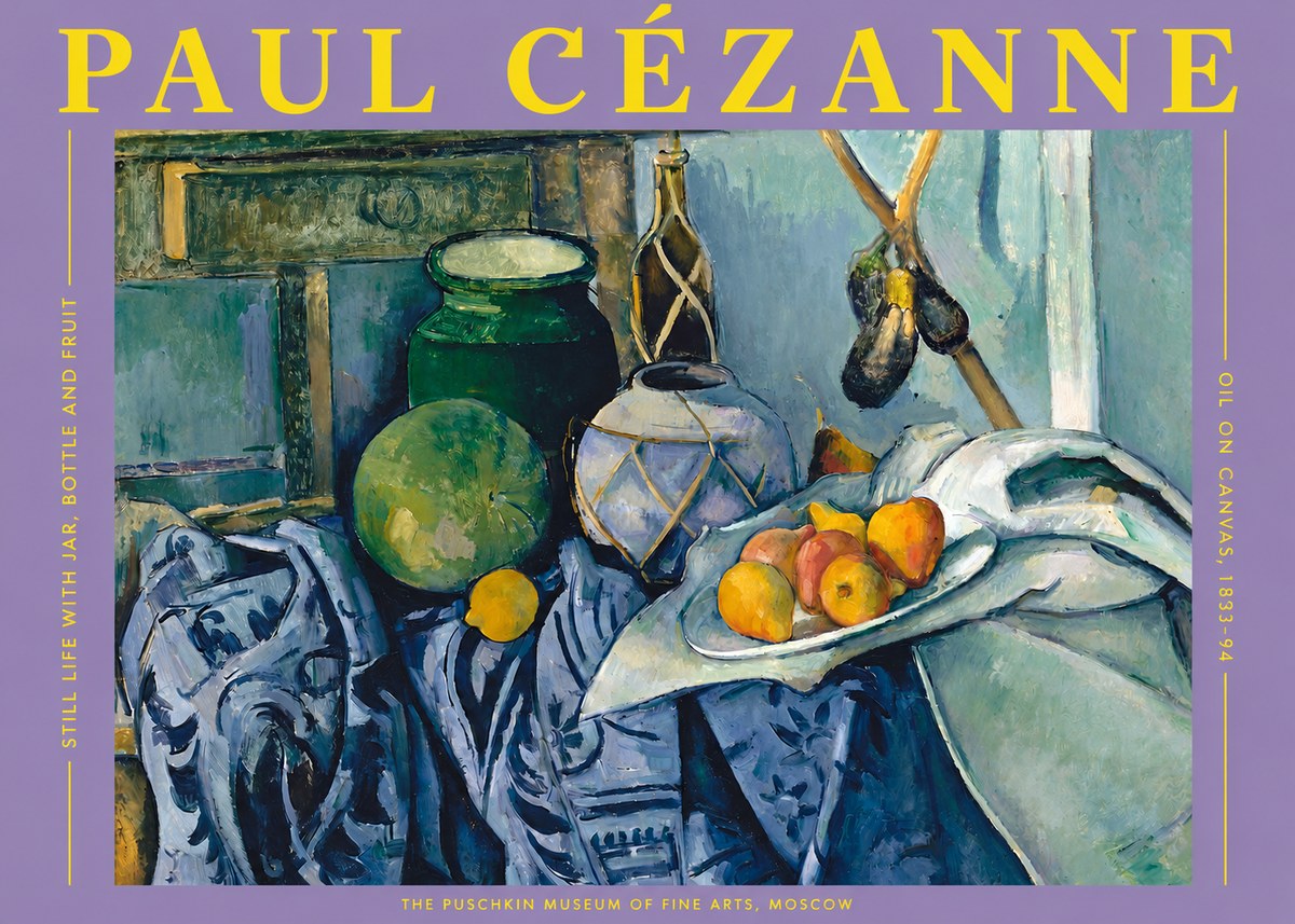 Paul Cézanne Still Life with Jar, Bottle and Fruit No2 - Plakat