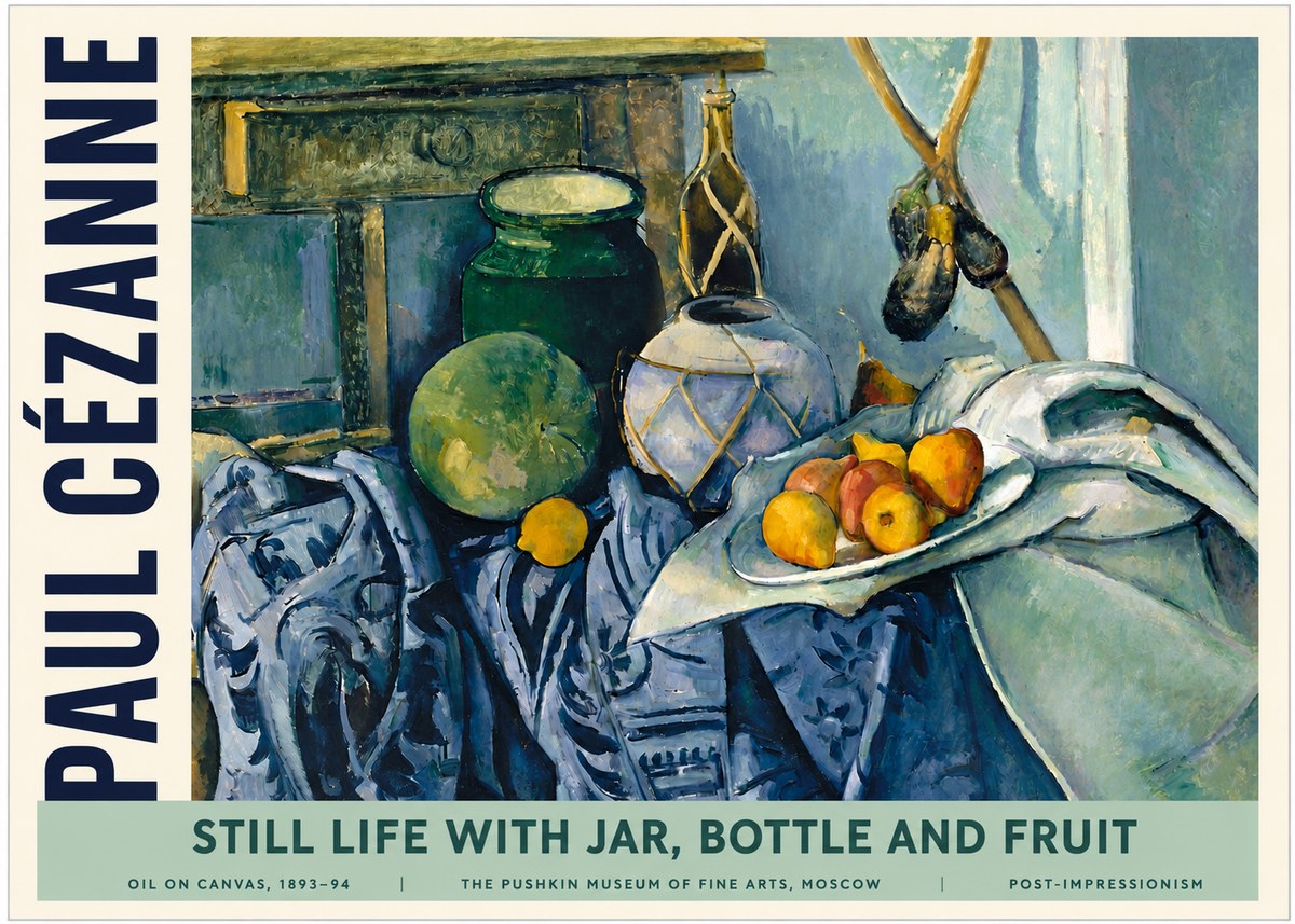 Paul Cézanne Still Life with Jar, Bottle and Fruit No4 - Plakat
