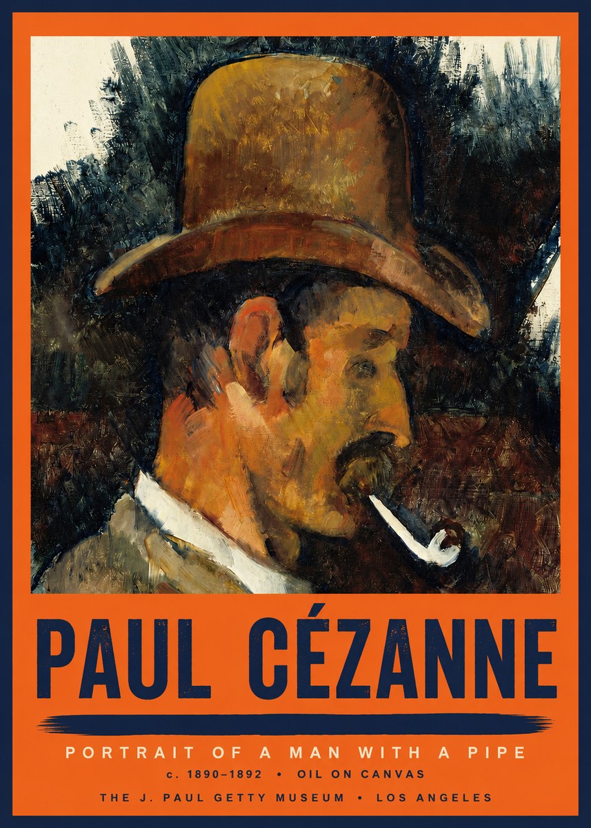 Paul Cézanne Portrait of a Man with a Pipe No2 - Plakat